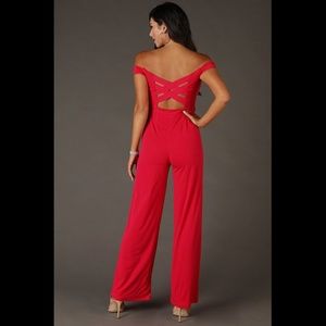 NEW Fuchsia Pink Off Shoulder Criss Cross Jumpsuit